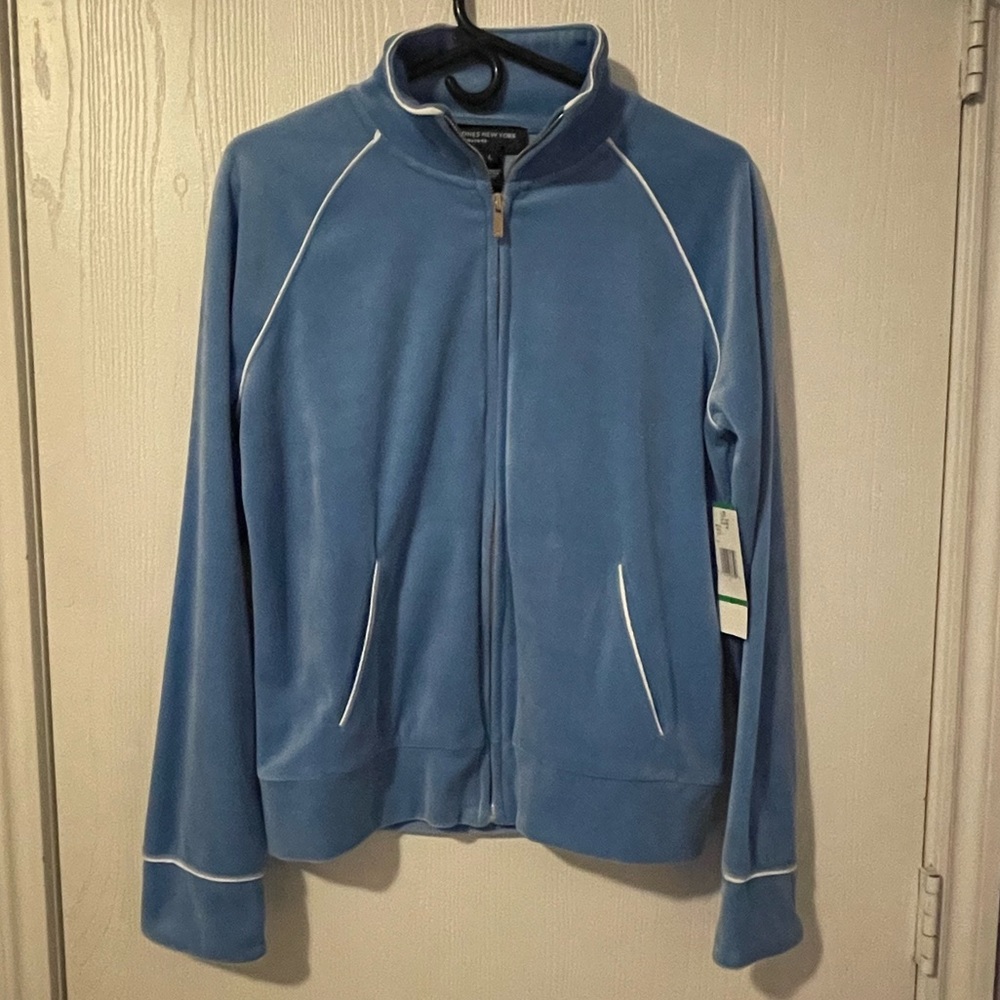 Blue velour zip up jacket